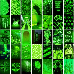 150 PCS Neon Green Aesthetic Photo Wall Collage Set Both Landscape and Portrait 4x6 Images DIGITAL DOWNLOAD image 3