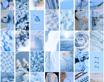 150 PCS | Pastel/Light Blue Aesthetic Photo Wall Collage Set | Both Landscape and Portrait 4x6 Images | DIGITAL DOWNLOAD