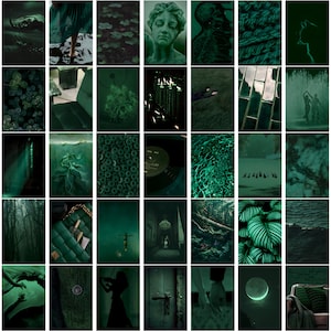 150 STÜCK Dunkel / Mitternachtsgrüne ästhetische Foto-Wand-Collage Set | Sowohl Quer- als auch Hochformat 4x6 Bilder | DIGITALER DOWNLOAD