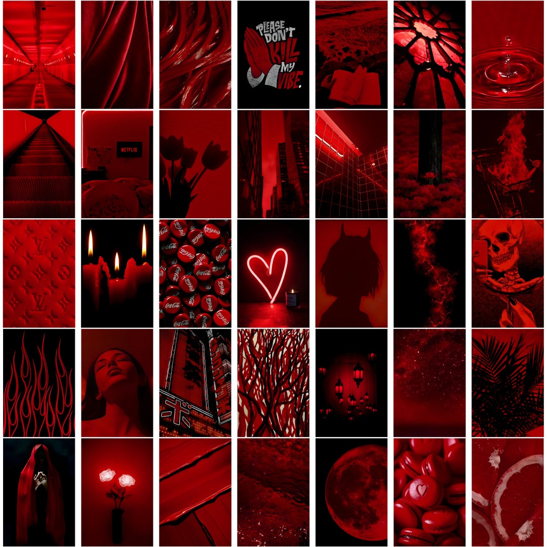 150 PCS Dark/blood Red Aesthetic Photo Wall Collage Set Both Landscape