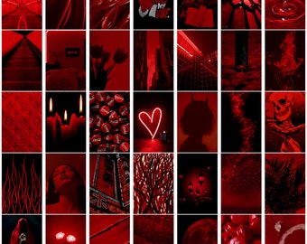 150 PCS | Dark/Blood Red Aesthetic Photo Wall Collage Set | Both Landscape and Portrait 4x6 Images | DIGITAL DOWNLOAD