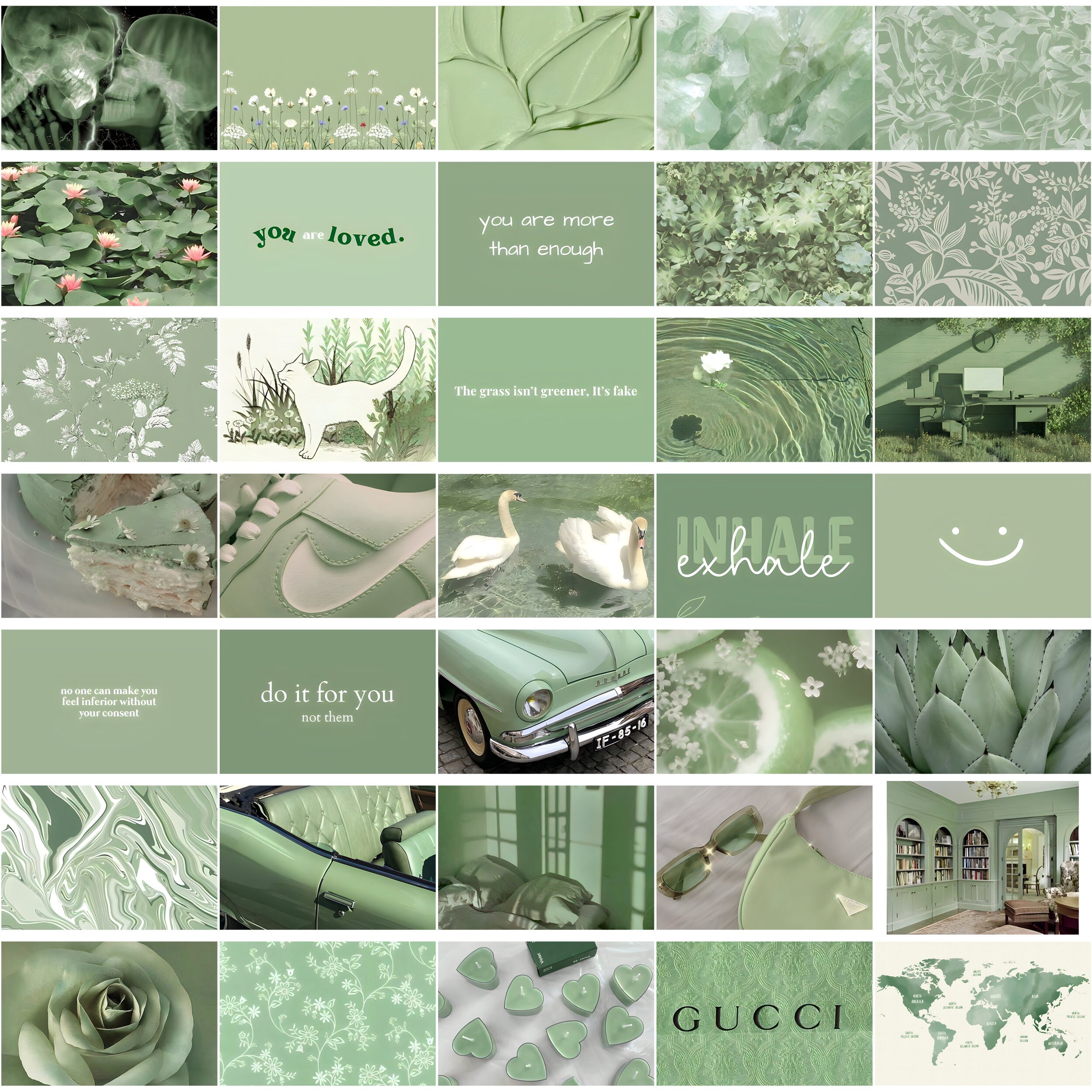 150 PCS Sage/pastel Green Aesthetic Photo Wall Collage Set - Etsy