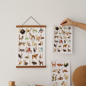 Deutsches Alphabetposter mit illustrierten Tiermotiven für das Kinderzimmer in A3 | Lernposter | ABC Poster für Kinder