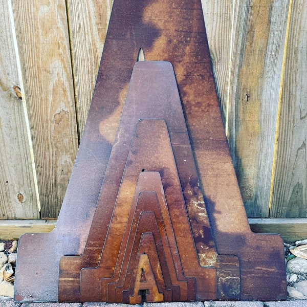 Grandes letras y números de metal rústico de 36 ", alfabeto y números / letras delgadas de artesanía personalizada / pátina antigua de estilo occidental / números vintage