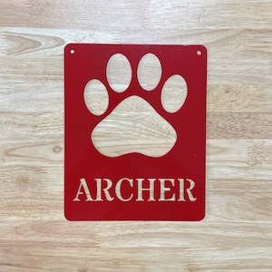 Paw Print Sign with Name, Paw Print Name Plate, Custom Dog Sign