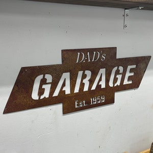 Chevy Bowtie Garage Sign | Custom Dad's Garage | Personalized Man Cave Sign