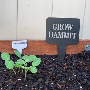 Panneaux de jardin amusants, 5 x 10 po. | Panneau Grow Dammit | Grands marqueurs de jardin personnalisés