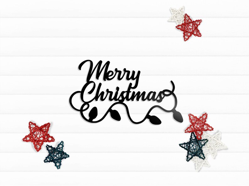 Merry Christmas Lights Sign Metal Sign Holiday Decor Etsy