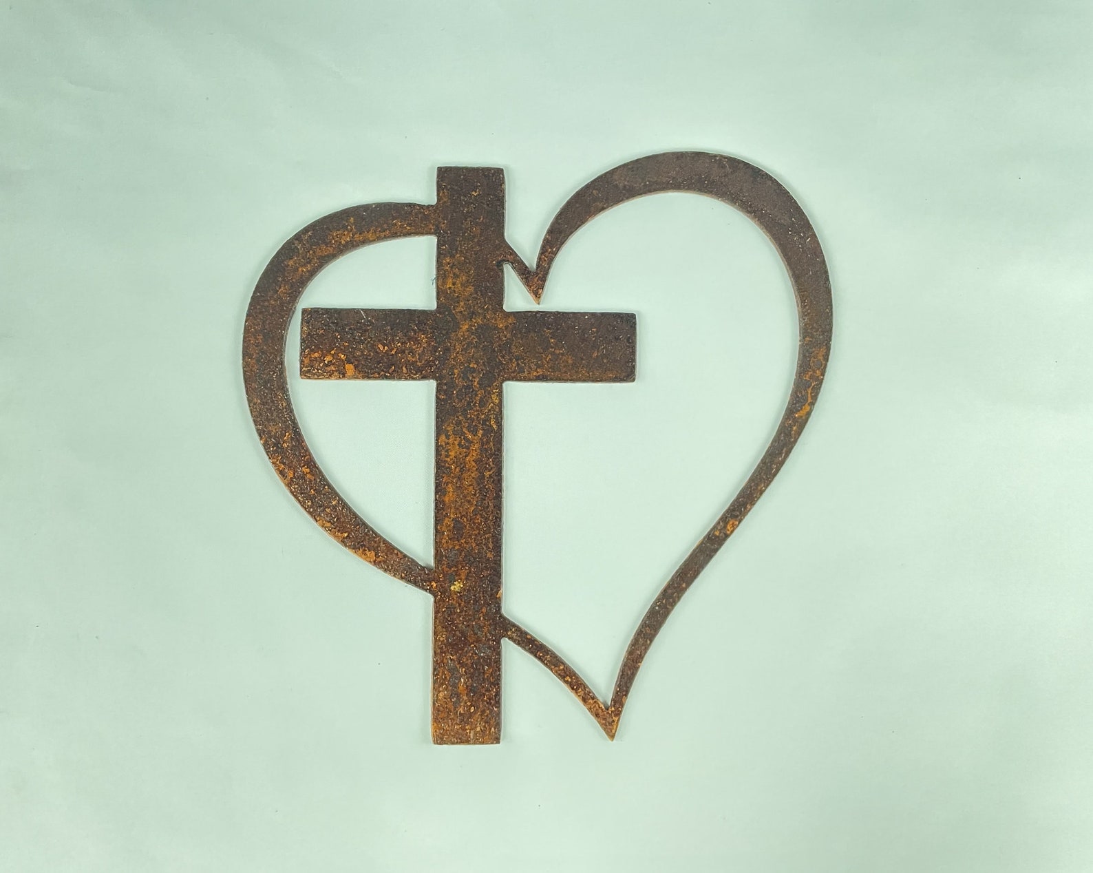 Metal Heart Cross, Christian Home Decor | Heart With Cross Wall Decor ...