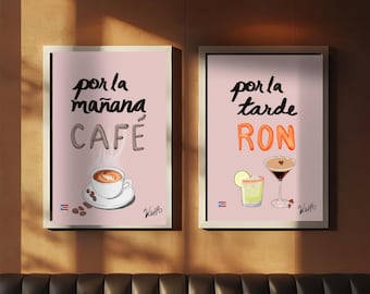 Por la mañana Café, por la tarde Ron – Arte Digital Printable (A4) Procreate custom margarita with tajin and martini expresso