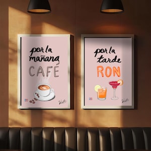 Por la mañana Café、por la tarde Ron – Arte Digital Printable (A4) Procreate