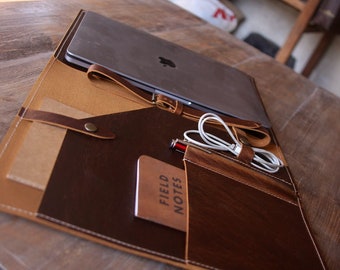 Leather MacBook Pro 15 Case Portfolio, Personalized MacBook Air Sleeve Cover, Custom Size Laptop Cover 14 inch, Women Laptop Bag 13 16 inch