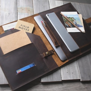 Custom Leather Laptop Sleeve 13 inch Men Large Dell Personalized Laptop Bag 14 for Women, Leather Cover HP 15 Laptop Case Portfolio Lenovo