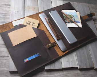 Personalized Buffalo Leather Laptop Sleeve: Vintage Macbook Air/Pro Case