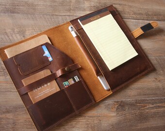 Personalized Leather Surface Pro Case: Vintage Buffalo Leather Portfolio