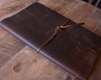 Personalized Leather Photo Album: Handmade Wedding Guest Book Scrapbook