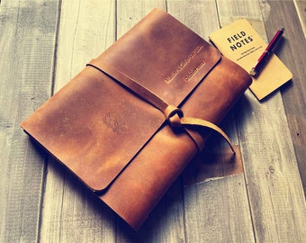 Personalized Leather Journal, A4, A5, B5, A6 Large Or Small Bound Notebook, Blank or Lined Paper Vintage Leather Sketchbook for Men Women