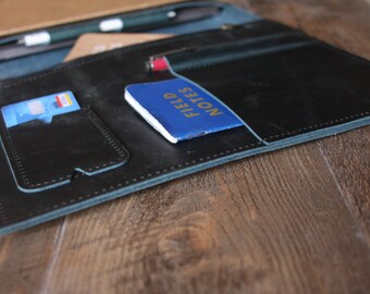 Personalized Leather MacBook Pro Sleeve: Vintage Buffalo Leather Laptop Portfolio
