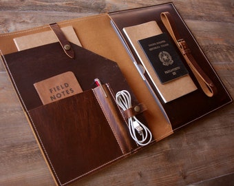 Personalized Leather MacBook Pro Sleeve: Vintage Buffalo Leather Portfolio