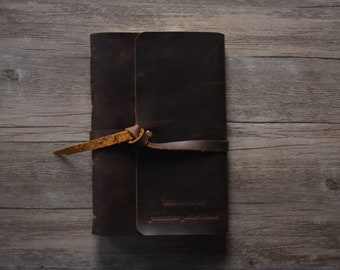 Personalized Leather Photo Album: Handmade Wedding Guest Book, Baby Shower Memory Album (8x10)