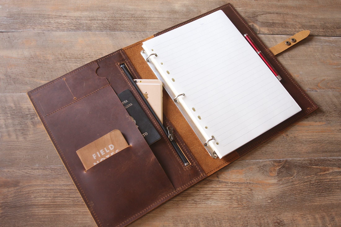 Personalized Leather Portfolio Binder 3 Ring With Zipper for Etsy