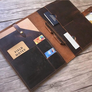 Personalized Buffalo Leather Portfolio: Vintage Document Holder, Legal Pad A4