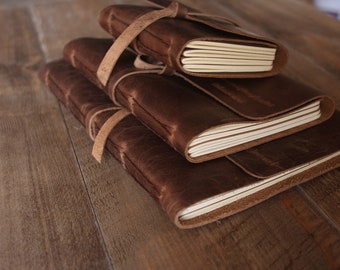 Rustic Custom Leather Journal, A5 Bound Notebook Journal Scrapbook Cover, Blank or Lined Paper Large A4 Leather Sketchbook Men Women
