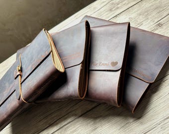 Personalized Buffalo Leather Photo Album: Wedding Guest Book, Baby Memory Scrapbook