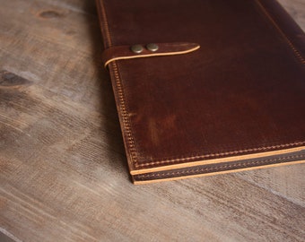 Handmade Leather 3 Ring Binder Portfolio: Refillable Padfolio Organizer