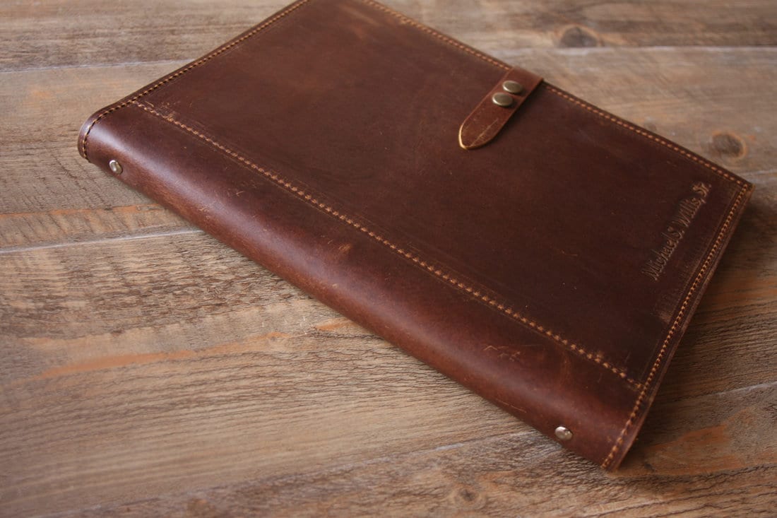 Personalized Leather Portfolio Binder 3 Ring With Zipper for Men Women, Refillable Notebook Cover, Document Holder Folder Padfolio Organizer