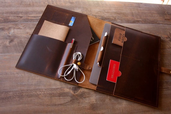 Handmade Leather MacBook Portfolio Cover: Personalized Laptop Sleeve Case