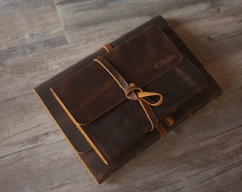 Brown Vintage Custom Journals, Personalized A5 Bound Notebook Journal Cover, Blank or Lined Paper Large A4 Leather Journals for Men Women