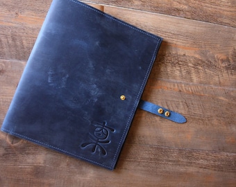 Handmade Leather Portfolio: A4 Legal Pad Refillable Notebook Cover