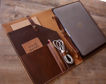 Handmade Buffalo Leather MacBook Pro Case: Personalized Laptop Sleeve