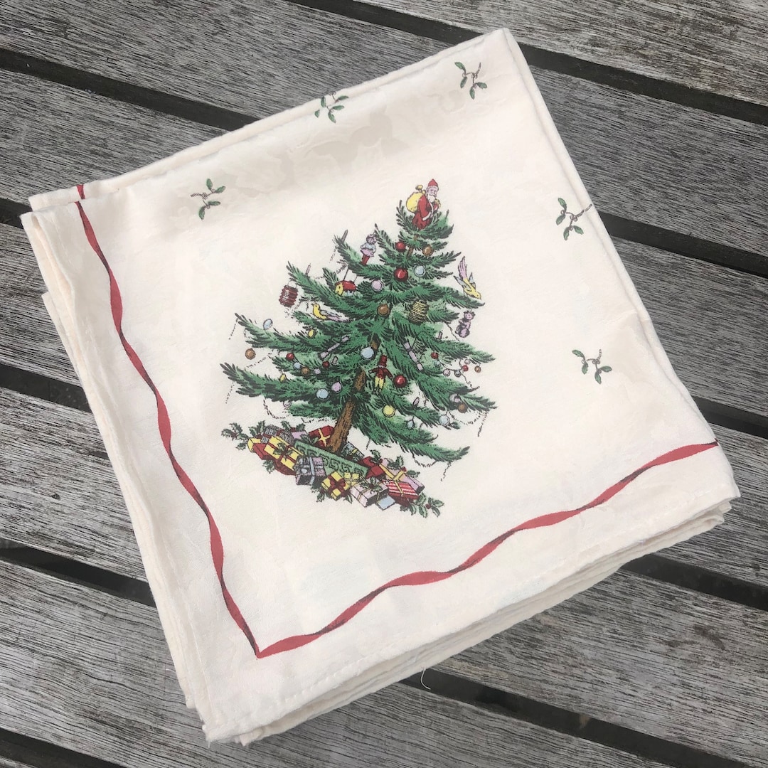 Vintage Spode Christmas Tree Print Napkins Individual Piece Etsy UK