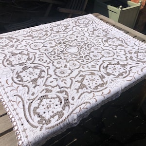 Vintage cotton lace tablecloth table covering tablecloth