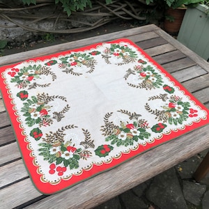 Beautiful Vintage Christmas Swedish Style Tablecloth Christmas Candle Design Prints 1970S