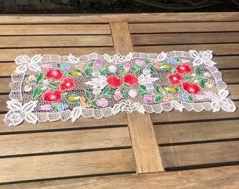 Vintage Hungarian Richelieu Lace Hand-embroidered Kalocsa Doilies