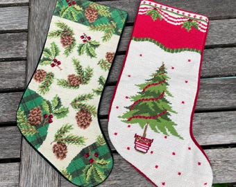 Vintage Weihnachts Nadelspitze Weihnachtsstrumpf, Weihnachtsbaum / Pinecone Stocking Design