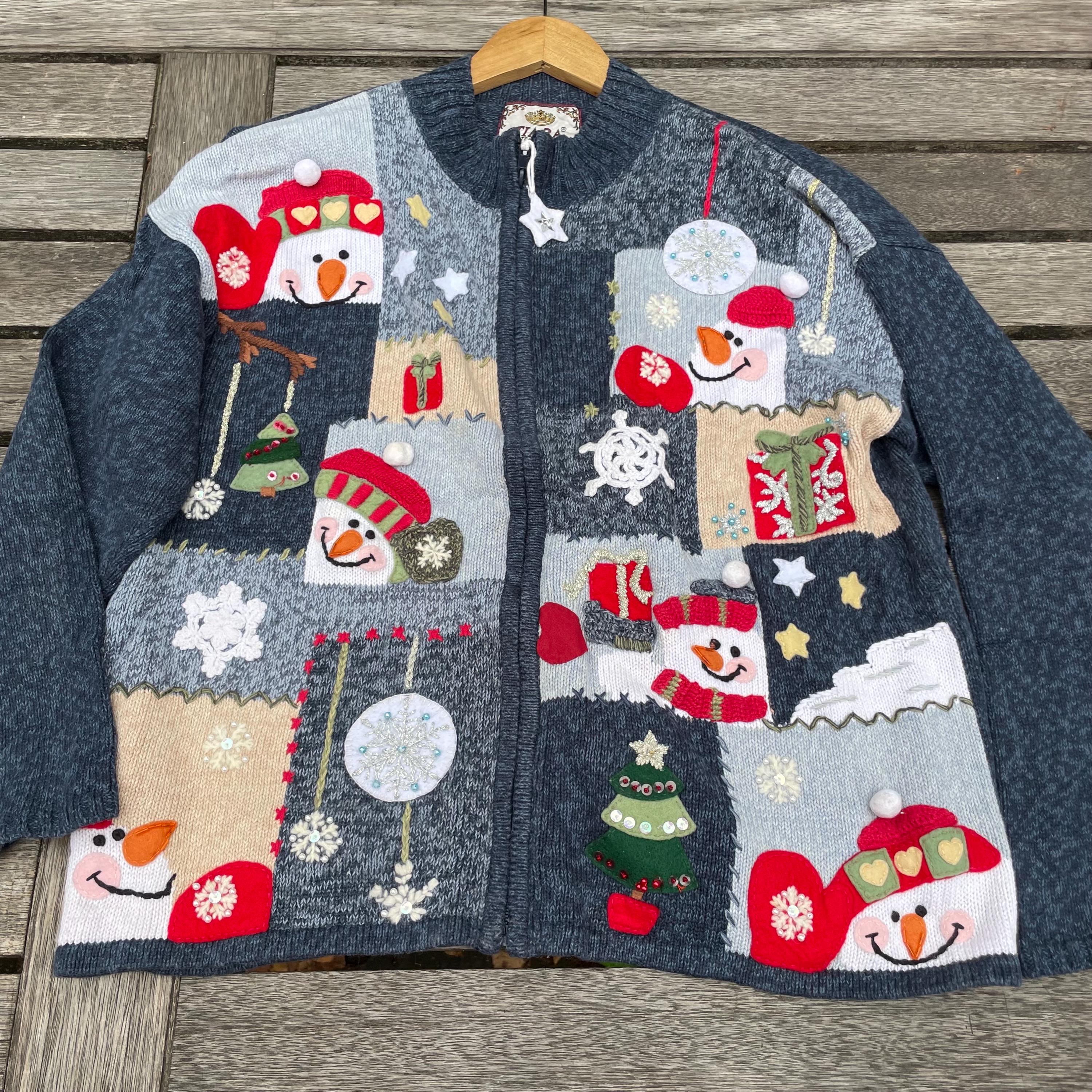 Vintage Tiara Ladies Christmas Knitted Cardigan Jumper Festival