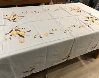 The Cherry Pie Handmade Hand Embroidered Custom Pure Cotton/Natural Linen Tablecloth The Cherry Pie Handmade Hand Embroidered Custom Pure Cotton/Natural Linen Tablecloth