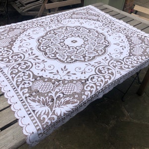 Vintage cotton lace tablecloth table covering tablecloth