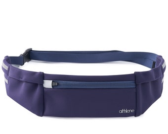 Athlene No Bounce Sac de ceinture de course avec ceinture réglable 3 poches et porte-clés Sac banane avec bandes réfléchissantes pour les promenades nocturnes en toute sécurité