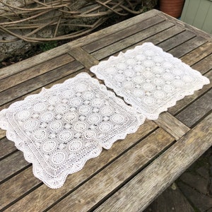 Vintage Hand-made Crochet Table Mats Dressing Table Mats Dollies Set of Two  - Etsy