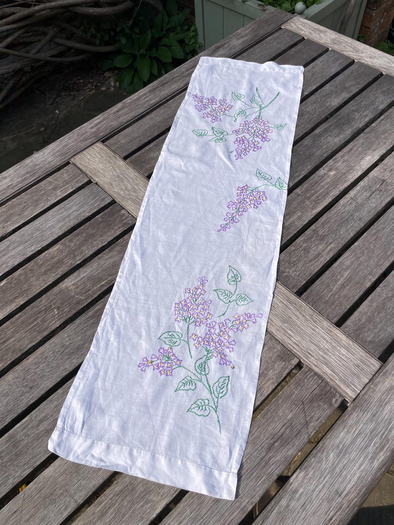 Vintage Hand Embroidered Floral Table Runner Dressing Table Mat - Etsy