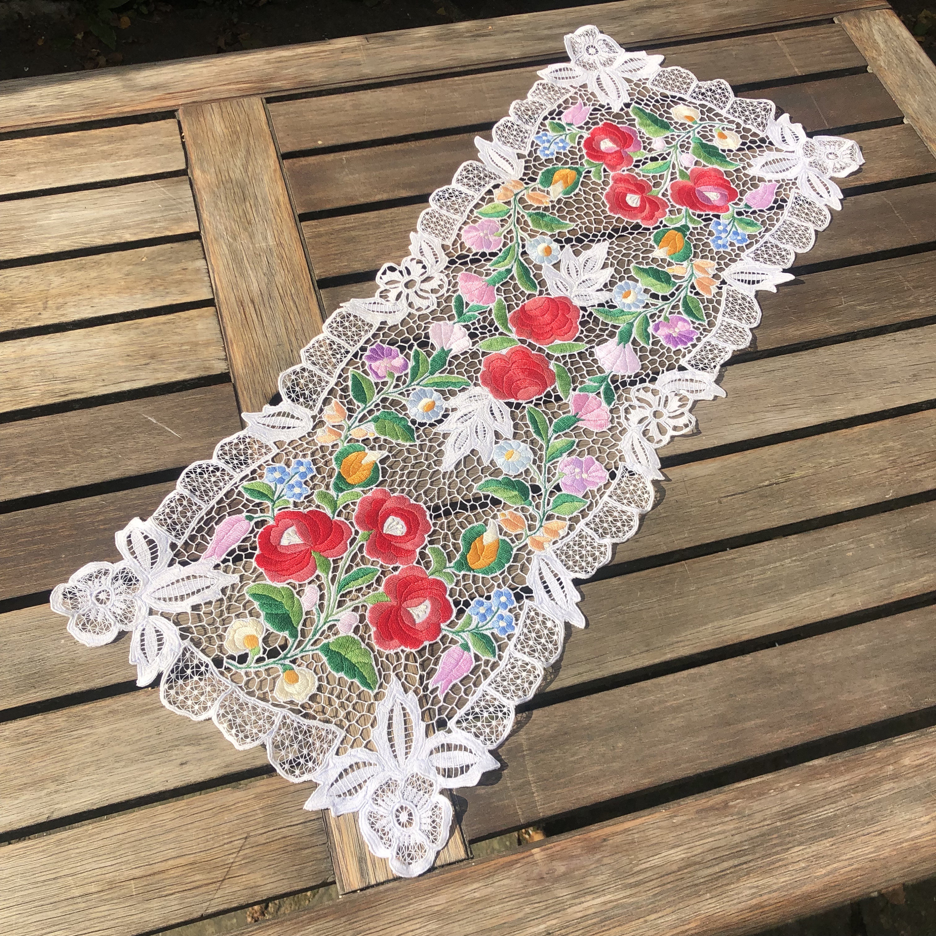 Vintage Hungarian Richelieu Lace Hand-embroidered Kalocsa Doilies