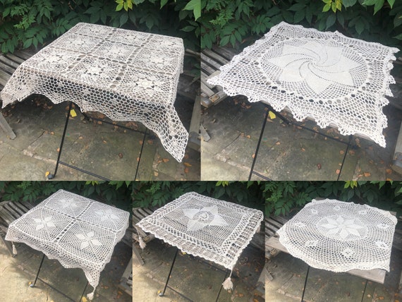 Vintage Handmade Lace Crochet Topper Tablecloth Placemats Dressing Table Mat  Beige - Etsy Israel