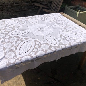 Vintage cotton lace tablecloth table covering tablecloth