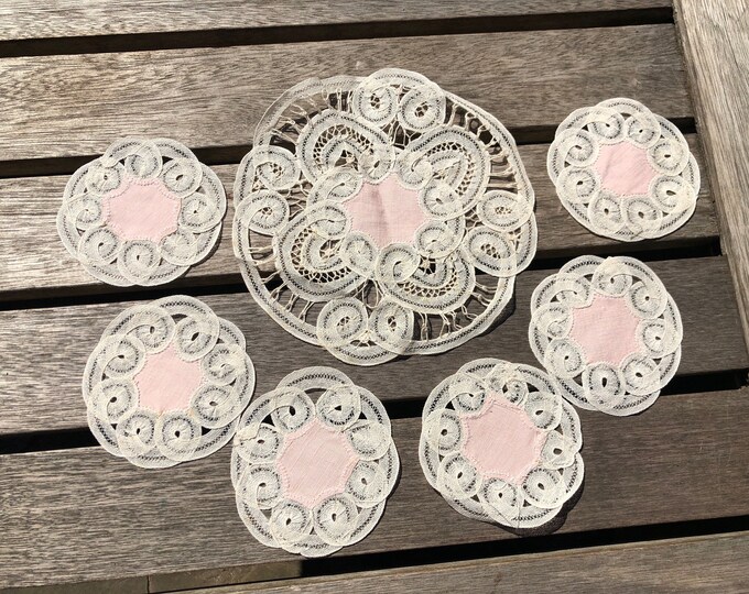 Antique Vintage Masison Antoine Handmade Lace Dressing Table Mats Real