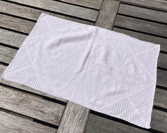 Vintage Hand Embroidered Flower Tablecloth Linen Tea Party Tray Mat Pale Pink